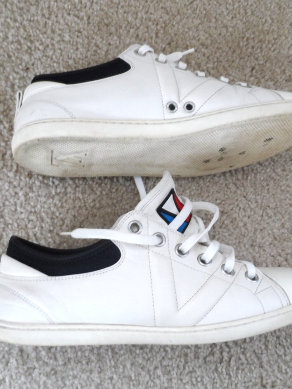 Louis Vuitton Off-White Leather baseball sneakers size 39/9US - Picture 4 of 15